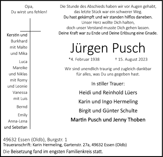 Anzeige von Jürgen Pusch von OM-Medien