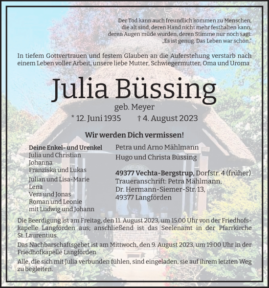 Anzeige von Julia Büssing von OM-Medien