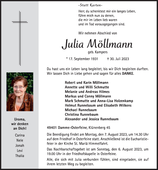 Anzeige von Julia Möllmann von OM-Medien