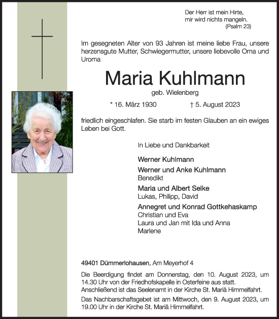 Anzeige von Maria Kuhlmann von OM-Medien