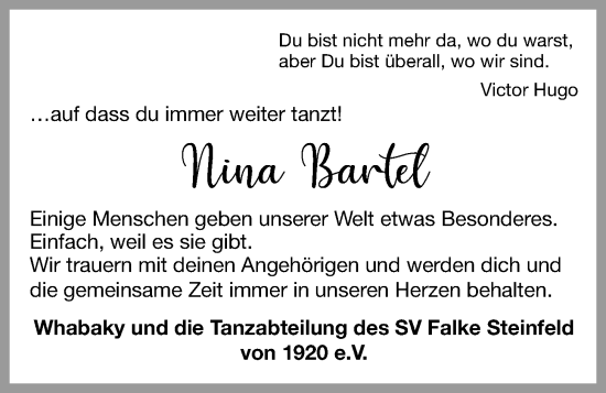 Anzeige von Nina Bartel von OM-Medien