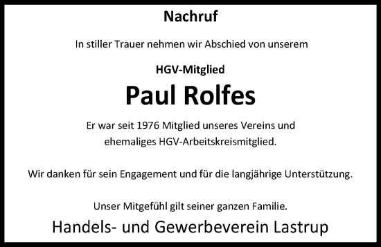 Anzeige von Paul Rolfes von OM-Medien