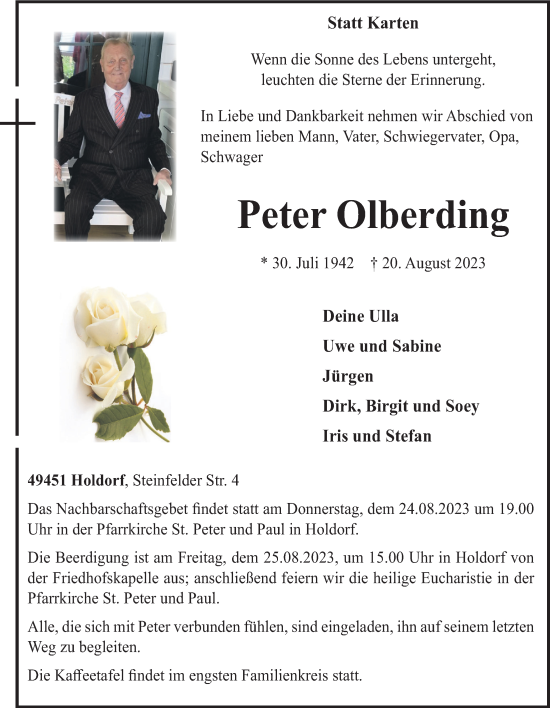 Anzeige von Peter Olberding von OM-Medien