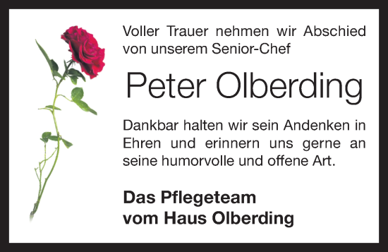 Anzeige von Peter Olberding von OM-Medien