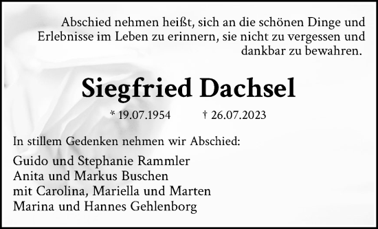 Anzeige von Siegfried Dachsel von OM-Medien