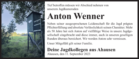 Anzeige von Anton Wenner von OM-Medien