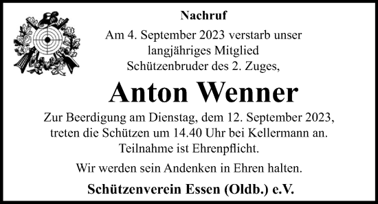 Anzeige von Anton Wenner von OM-Medien