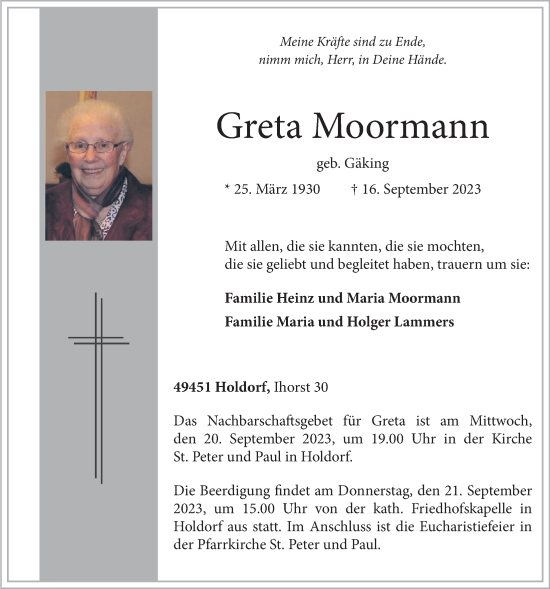 Anzeige von Greta Moormann von OM-Medien