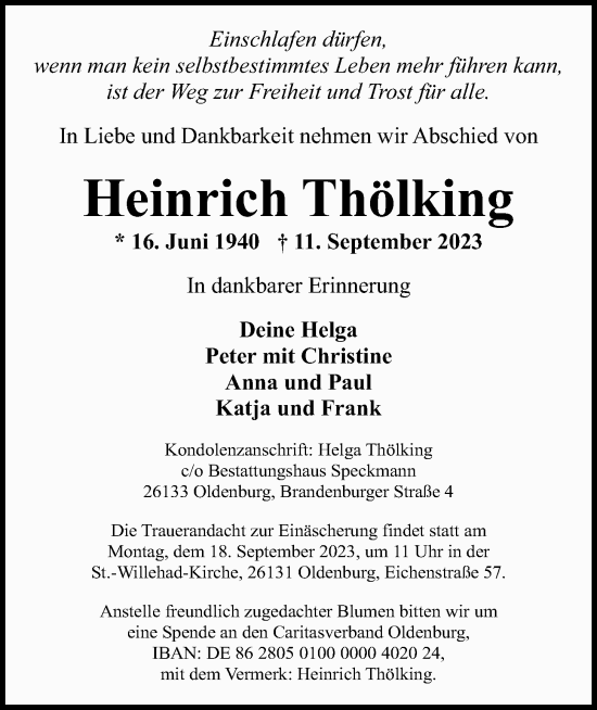 Anzeige von Heinrich Thölking von OM-Medien