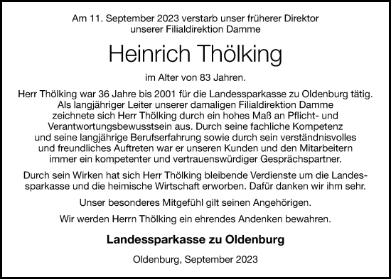 Anzeige von Heinrich Thölking von OM-Medien