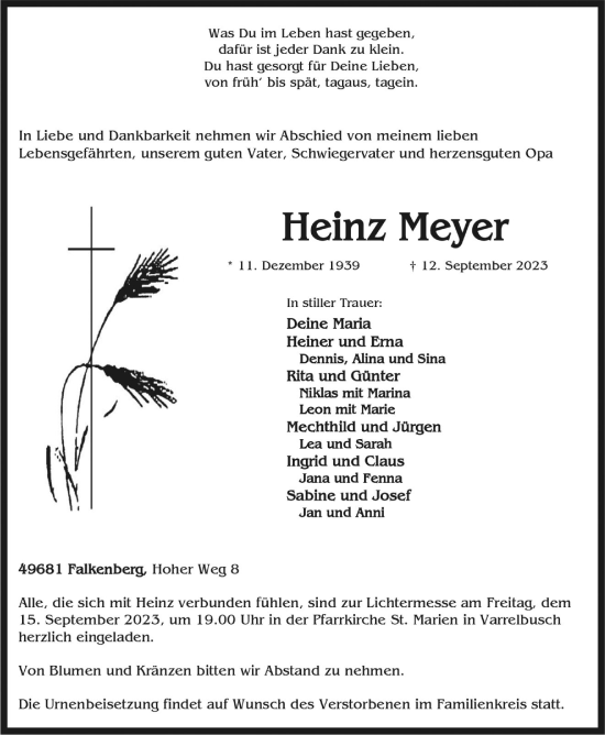 Anzeige von Heinz Meyer von OM-Medien