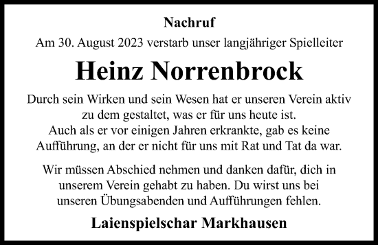 Anzeige von Heinz Norrenbrock von OM-Medien