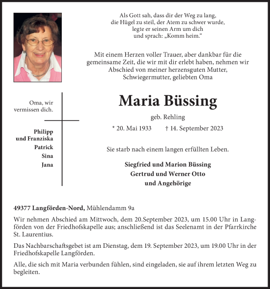 Anzeige von Maria Büssing von OM-Medien