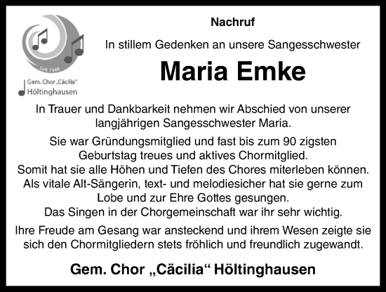 Anzeige von Maria Emke von OM-Medien