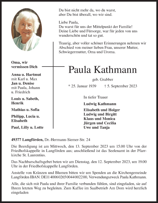 Anzeige von Paula Kathmann von OM-Medien