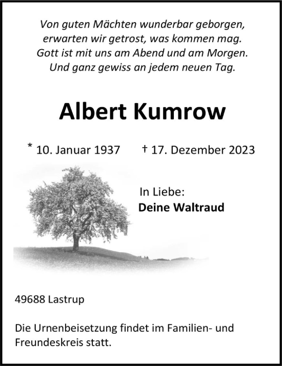 Anzeige von Albert Kumrow von OM-Medien