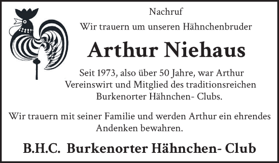 Anzeige von Arthur Niehaus von OM-Medien