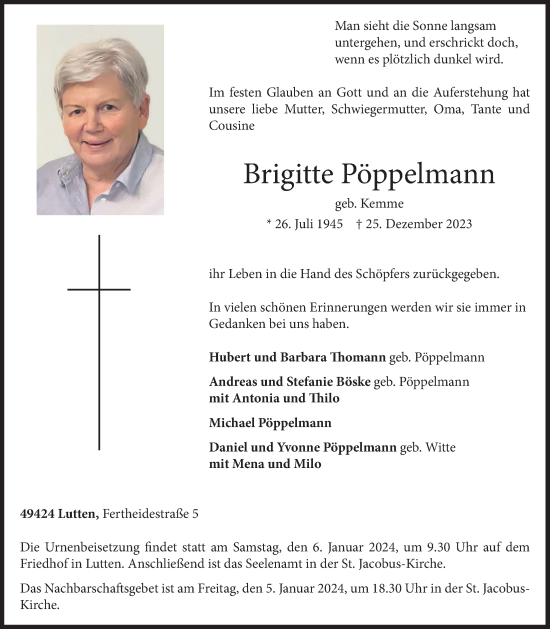 Anzeige von Brigitte Pöppelmann von OM-Medien