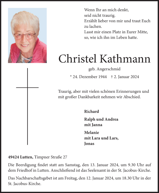 Anzeige von Christel Kathmann von OM-Medien