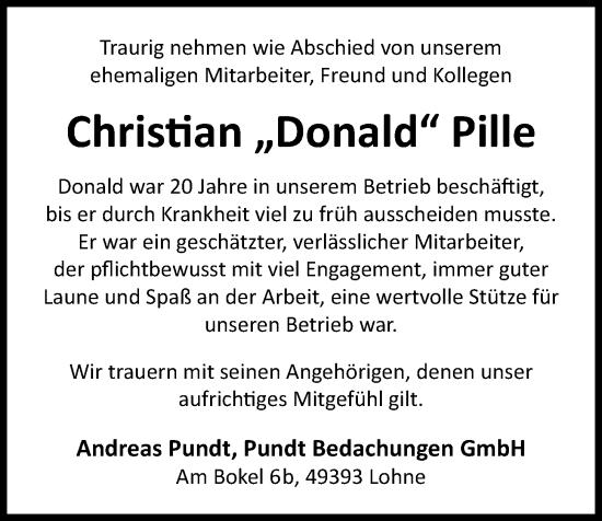 Anzeige von Christian Pille von OM-Medien