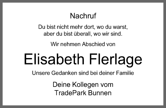 Anzeige von Elisabeth Flerlage von OM-Medien