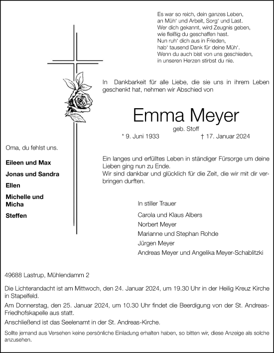 Anzeige von Emma Meyer von OM-Medien