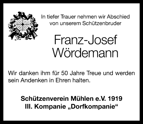 Anzeige von Franz-Josef Wördemann von OM-Medien