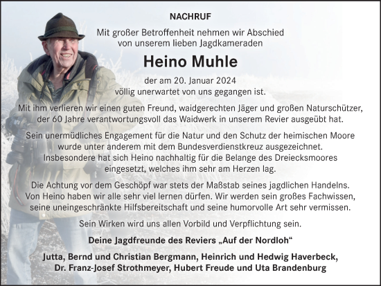 Anzeige von Heino Muhle von OM-Medien