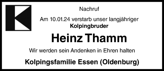 Anzeige von Heinz Thamm von OM-Medien