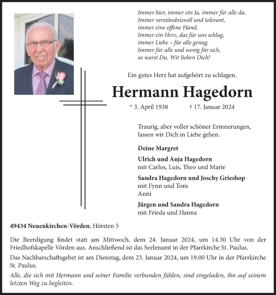 Anzeige von Hermann Hagedorn von OM-Medien