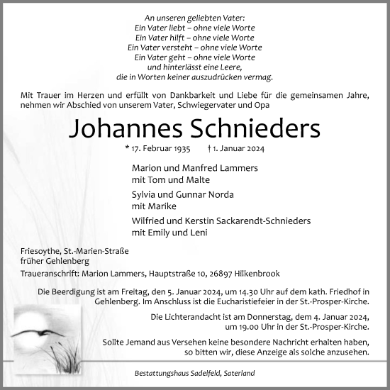 Anzeige von Johannes Schnieders von OM-Medien