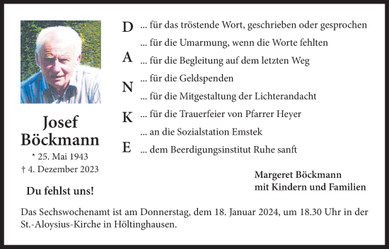 Anzeige von Josef Böckmann von OM-Medien