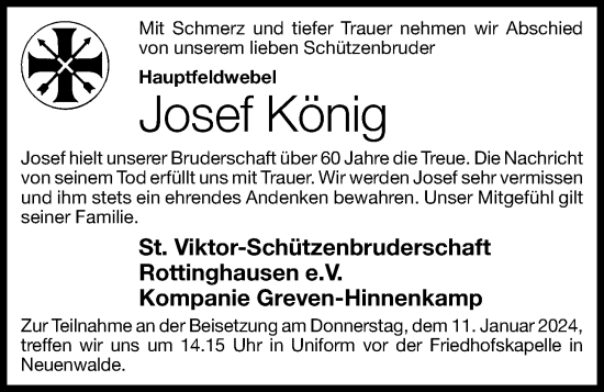 Anzeige von Josef König von OM-Medien