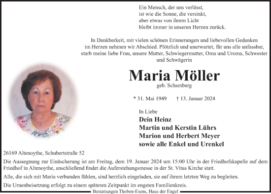 Anzeige von Maria Möller von OM-Medien