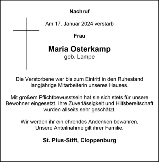 Anzeige von Maria Osterkamp von OM-Medien