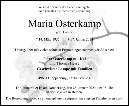 Anzeige von Maria Osterkamp von OM-Medien