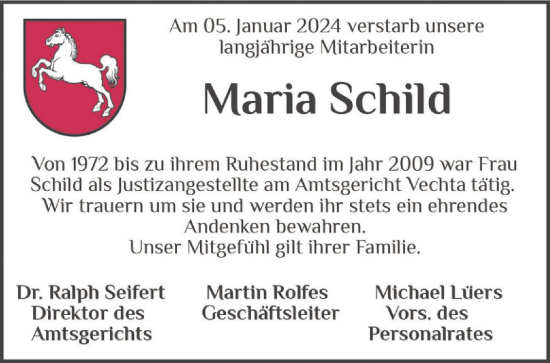 Anzeige von Maria Schild von OM-Medien