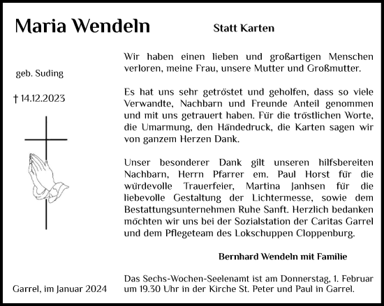 Anzeige von Maria Wendeln von OM-Medien