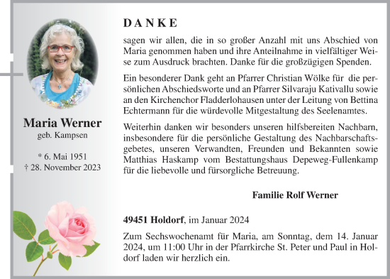 Anzeige von Maria Werner von OM-Medien