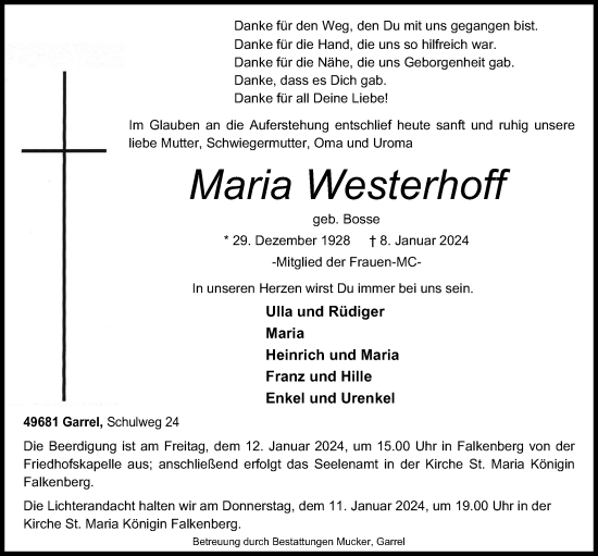 Anzeige von Maria Westerhoff von OM-Medien