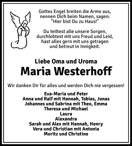 Anzeige von Maria Westerhoff von OM-Medien