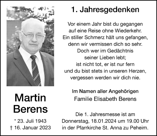 Anzeige von Martin Berens von OM-Medien