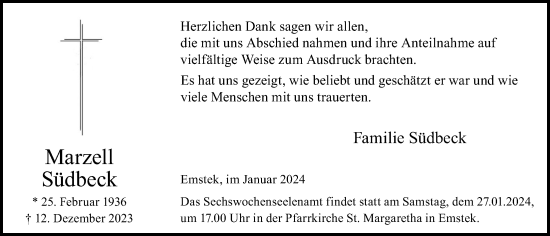 Anzeige von Marzell Südbeck von OM-Medien