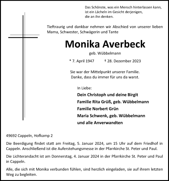 Anzeige von Monika Averbeck von OM-Medien