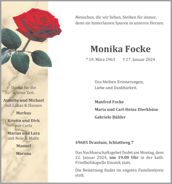 Anzeige von Monika Focke von OM-Medien