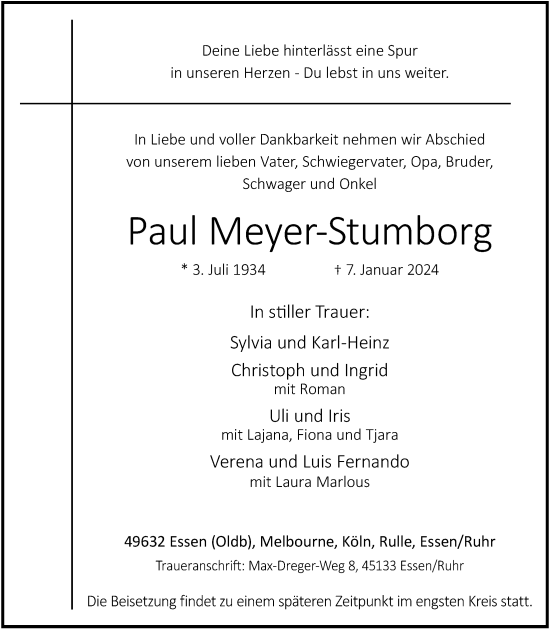 Anzeige von Paul Meyer-Stumborg von OM-Medien