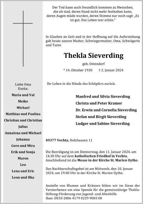 Anzeige von Thekla Sieverding von OM-Medien