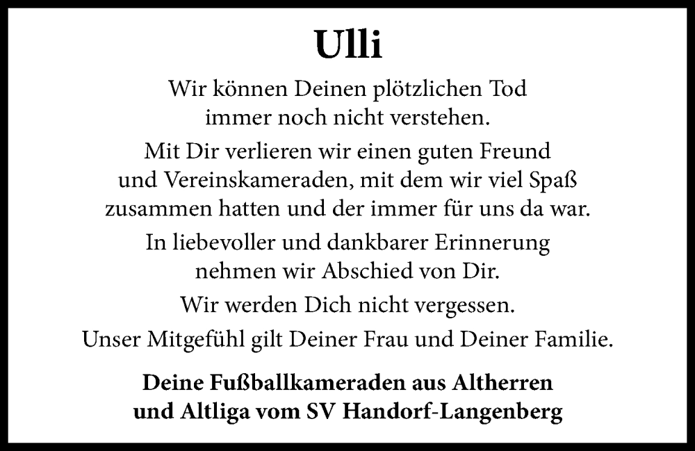  Traueranzeige für Ulrich Kümmel vom 23.01.2024 aus OM-Medien