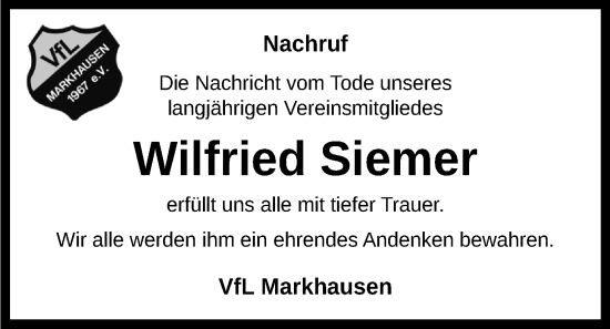 Anzeige von Wilfried Siemer von OM-Medien