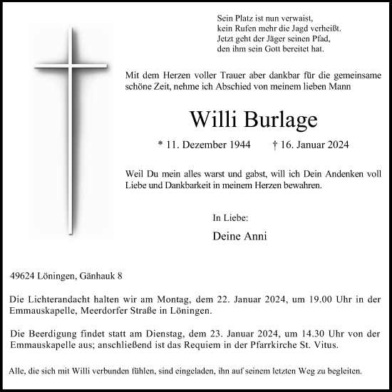 Anzeige von Willi Burlage von OM-Medien